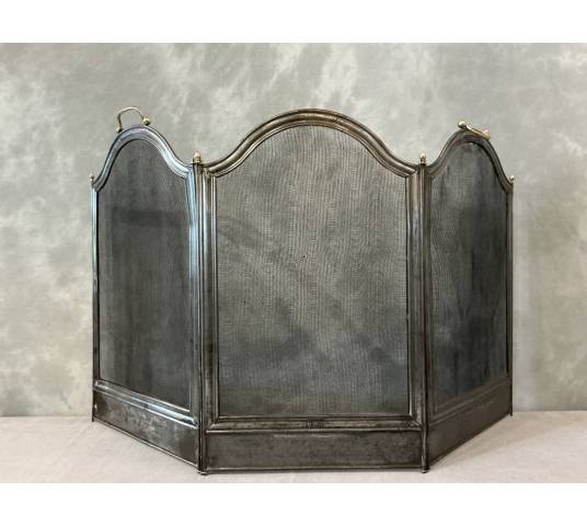 Small antique iron fireplace screen from the 19th century