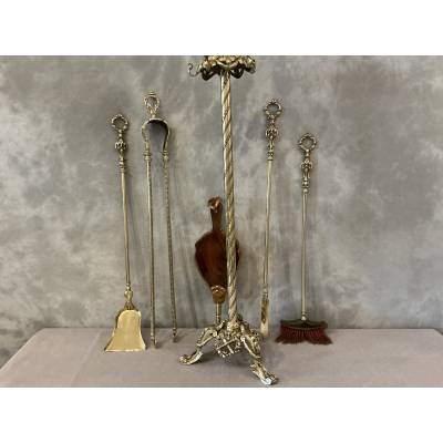 Antique 5-piece fireplace set from the 19th century, Napoleon III era