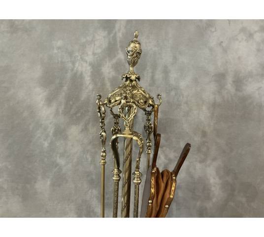 Antique 5-piece fireplace set from the 19th century, Napoleon III era