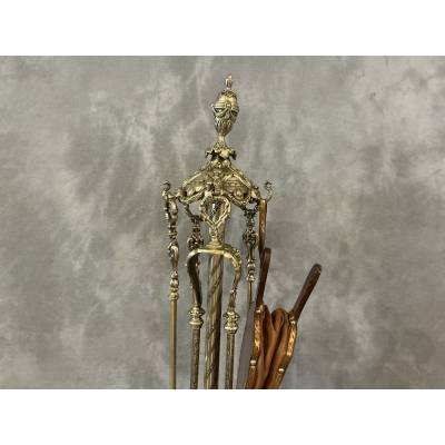 Antique 5-piece fireplace set from the 19th century, Napoleon III era