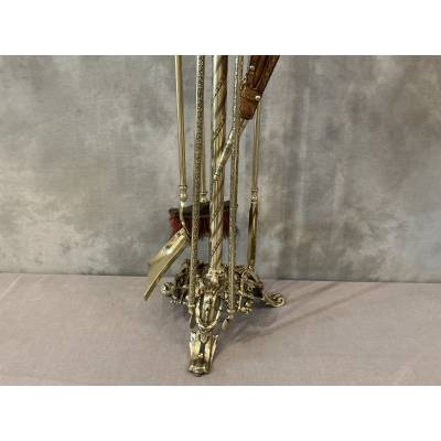 Antique 5-piece fireplace set from the 19th century, Napoleon III era