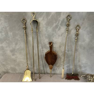 Antique 5-piece fireplace set from the 19th century, Napoleon III era