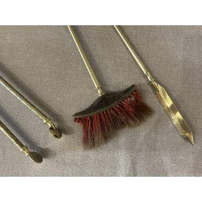 Serviteur de cheminée ancien 5 pièces d'époque 19 ème Napoléon III