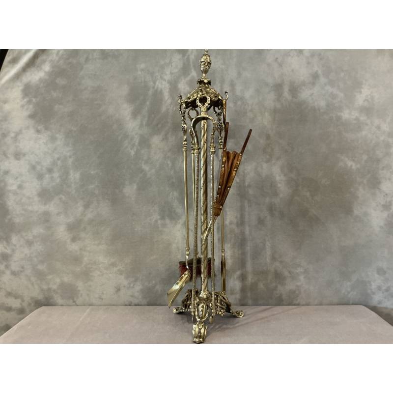 Serviteur de cheminée ancien 5 pièces d'époque 19 ème Napoléon III