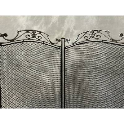 Antique iron fireplace screen from the 19th century