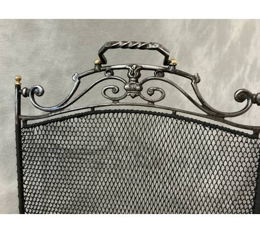 Antique iron fireplace screen from the 19th century