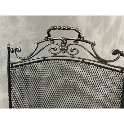 Pare feu de cheminée ancien en fer d'époque 19 ème