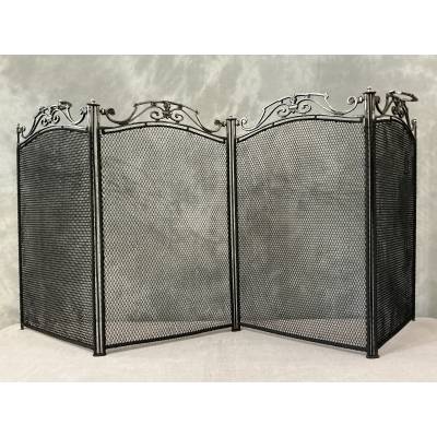 Antique iron fireplace screen from the 19th century