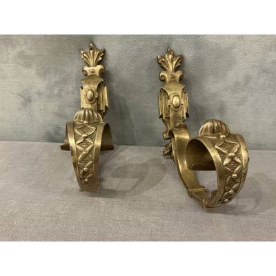 Paire de portes embrasses en bronze mate d'époque 19 ème