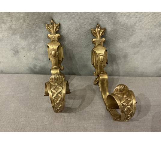 Pair of 19th-century matte bronze door tiebacks