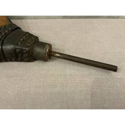Large antique bellows from the late 18th century, made of light-colored wood