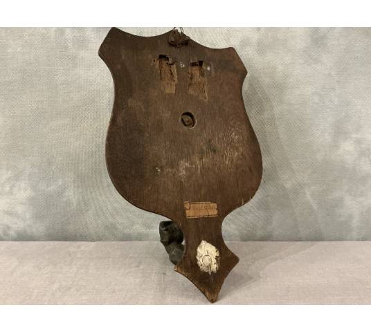 Antique coat rack in spelter on wood, dating from the late 19th century