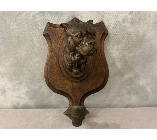 Antique coat rack in spelter on wood, dating from the late 19th century