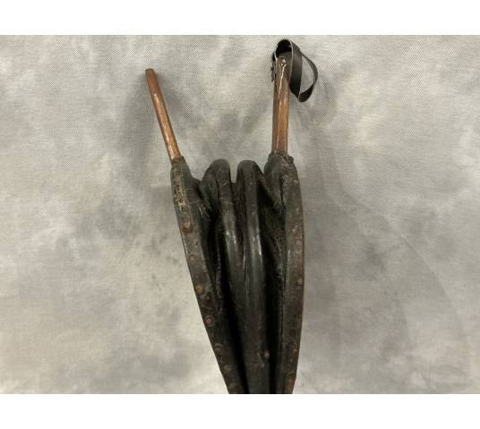 Soufflet de cheminée ancien en bois rustique d'époque 18 ème