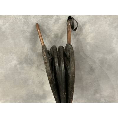 Antique rustic wooden fireplace bellows from the 18th century