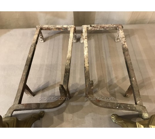Pair of old brass and period iron Louis XIV 17 th