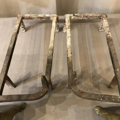 Pair of old brass and period iron Louis XIV 17 th