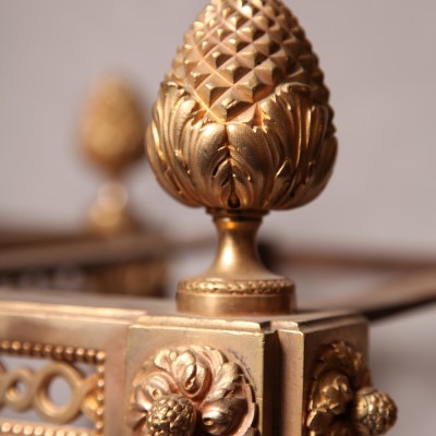 Gold-era gilded bronze Chenets Louis XVI 18 th