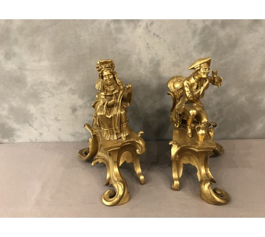 Ravant pair of vintage golden bronze channels 19 th