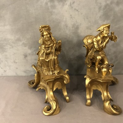 Ravant pair of vintage golden bronze channels 19 th