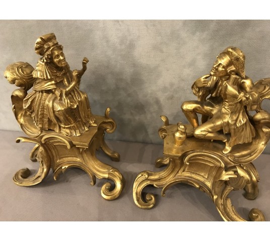 Ravant pair of vintage golden bronze channels 19 th