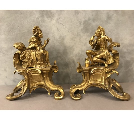 Ravant pair of vintage golden bronze channels 19 th