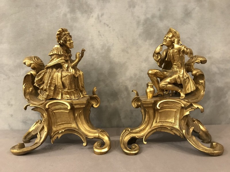 Ravant pair of vintage golden bronze channels 19 th