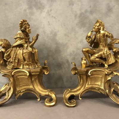 Ravant pair of vintage golden bronze channels 19 th