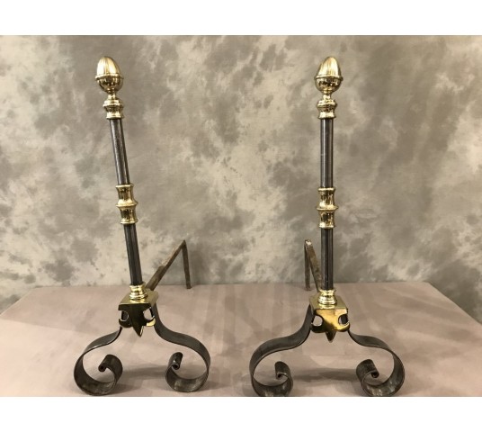 Pair of iron and brass tracks Bordelais of the day 19 th