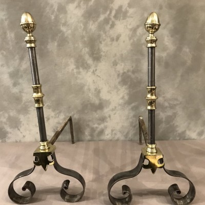 Pair of iron and brass tracks Bordelais of the day 19 th