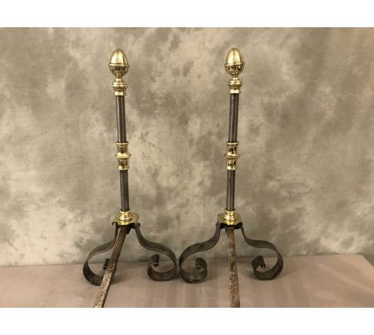 Pair of iron and brass tracks Bordelais of the day 19 th