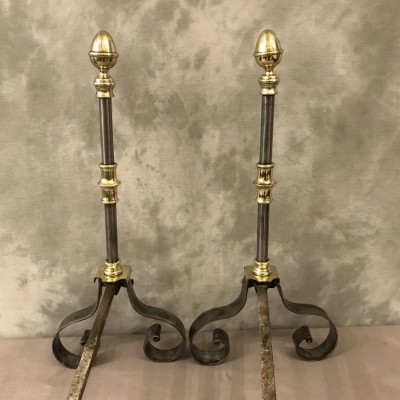 Pair of iron and brass tracks Bordelais of the day 19 th