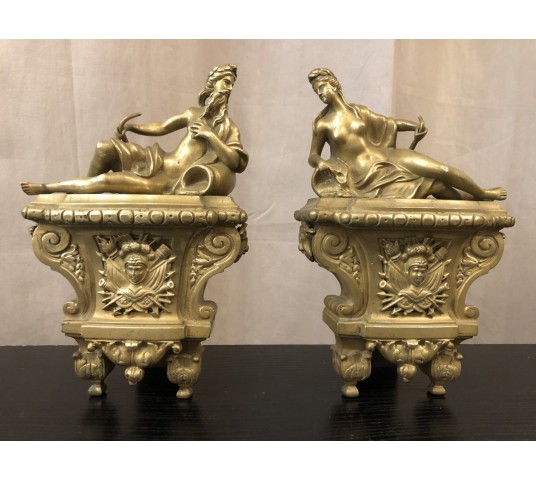 Pair of ancient bronze caterpillars Regency