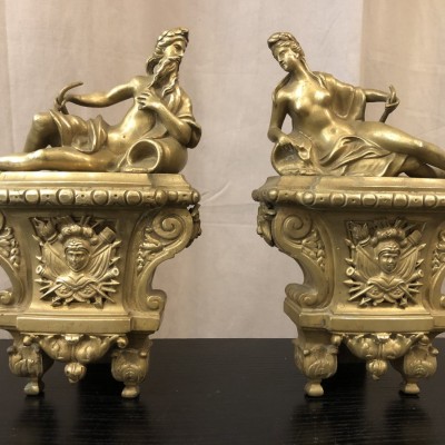 Pair of ancient bronze caterpillars Regency