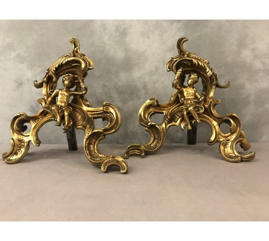 Pair of vintage bronze tracks 19 th decor of characters