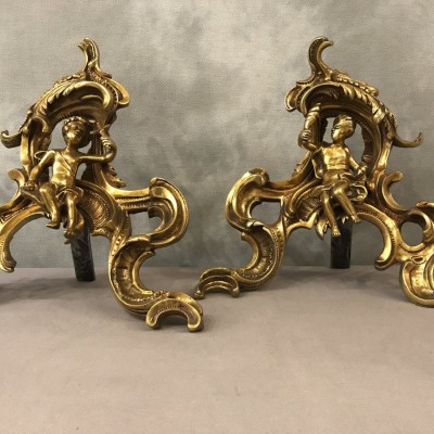 Pair of vintage bronze tracks 19 th decor of characters