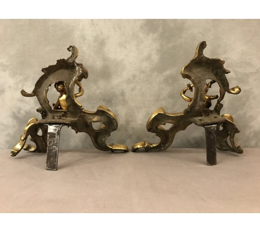 Pair of vintage bronze tracks 19 th decor of characters