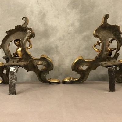 Pair of vintage bronze tracks 19 th decor of characters