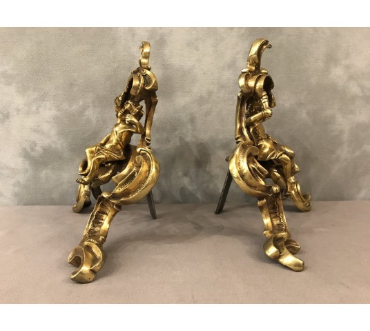 Pair of vintage bronze tracks 19 th decor of characters