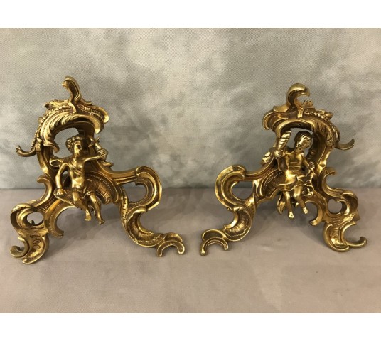 Pair of vintage bronze tracks 19 th decor of characters