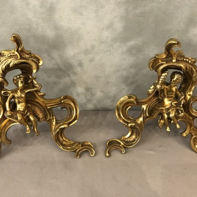 Pair of vintage bronze tracks 19 th decor of characters