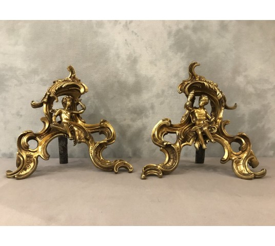 Pair of vintage bronze tracks 19 th decor of characters