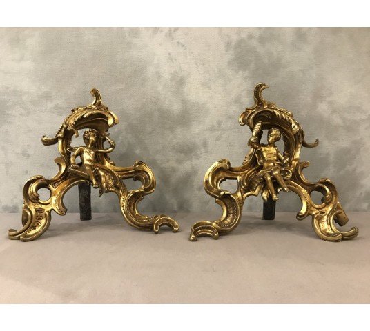 Pair of vintage bronze tracks 19 th decor of characters