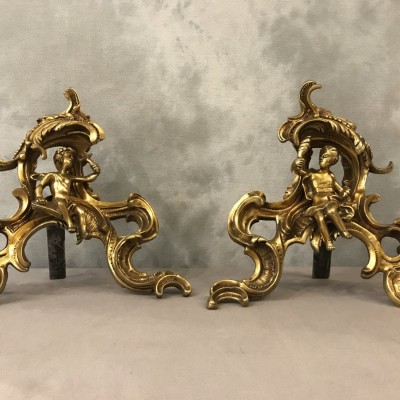 Pair of vintage bronze tracks 19 th decor of characters