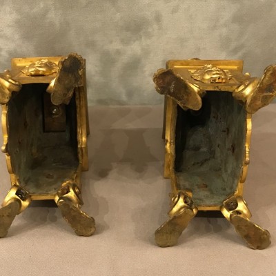 Beaux chenets in gilded bronze Louis XIV Régence