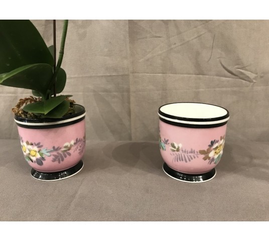 Paire de mini cache-pots en porcelaine d'époque 19ème