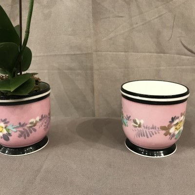 Paire de mini cache-pots en porcelaine d'époque 19ème