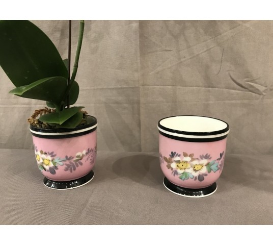 Paire de mini cache-pots en porcelaine d'époque 19ème