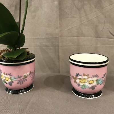 Paire de mini cache-pots en porcelaine d'époque 19ème