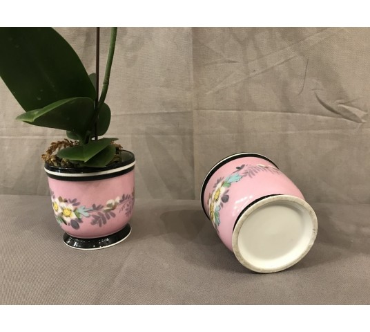 Paire de mini cache-pots en porcelaine d'époque 19ème